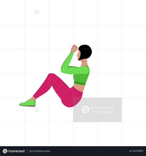 Partial sit-up exercise girl Animated Illustration download in JSON, LOTTIE or MP4 format