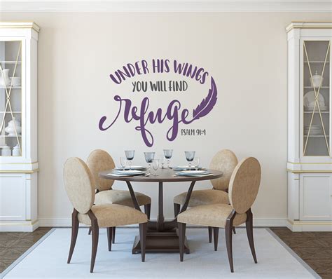 Psalms wall decal Christian wall art, psalm 91 4, Christian decal, Christian wall decor, Under ...