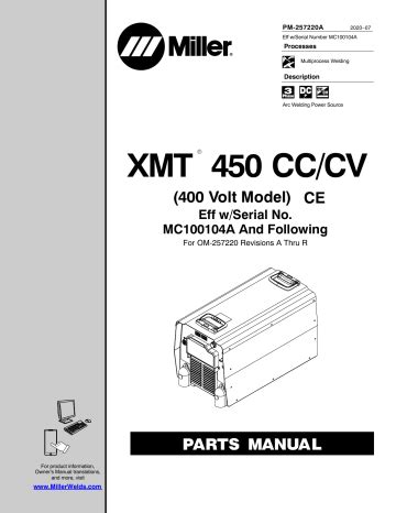 Miller XMT 450 CC/CV (400 VOLT MODEL) CE Part Manual | Manualzz