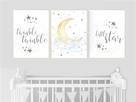 Twinkle twinkle little star nursery decor neutral cloud and | Etsy