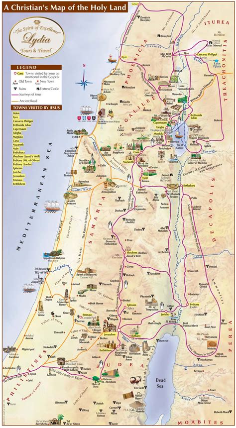 Holy Land Map - Lydia Tours And Travel