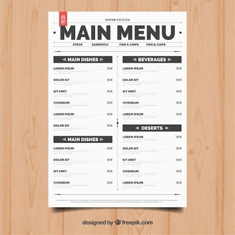 Free Vector | Simple restaurant menu