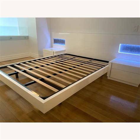 White Queen Bed Frame with Drawers - AptDeco