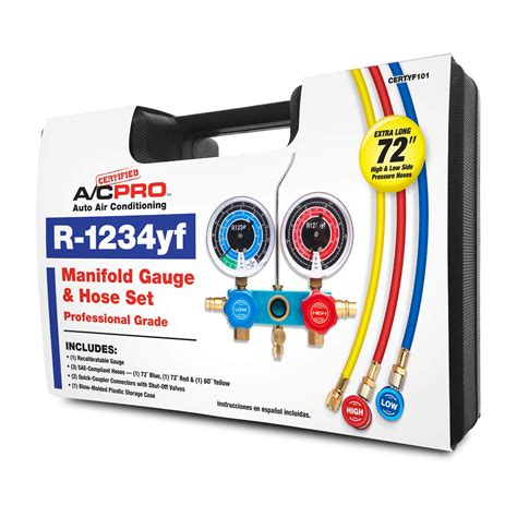 Buy InterDynamics Certified AC Pro Car Air Conditioner R1234YF Refrigerant Gauge and Hose ...