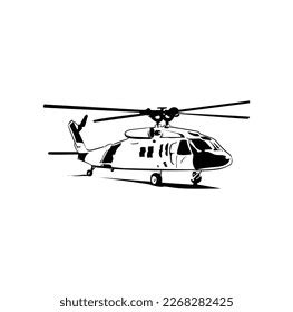 Helicopter Silhouette Line Art Vector Illustration Stock Vector ...