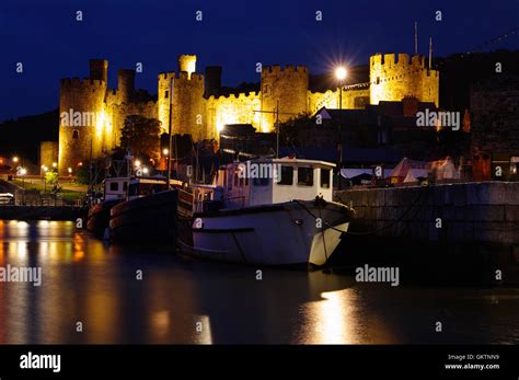 Conwy Castle at night Stock Photo - Alamy