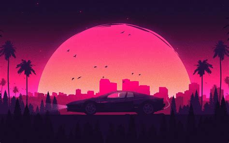 2880x1800 Pink Retro City Lamborghini Macbook Pro Retina HD 4k Wallpapers, Images, Backgrounds ...