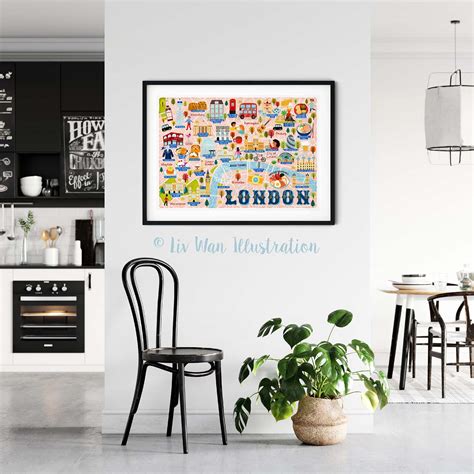 London map poster. Fun map of London. Ships Regionally