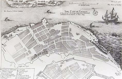 c1672 Map Of The City Of Cochin - Past-India