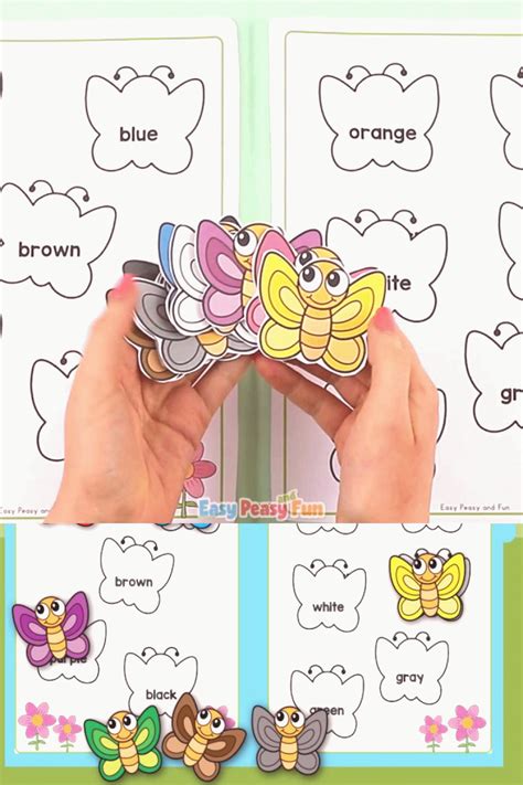 Butterfly Colors File Folder Game | Montessori material selber machen kindergarten, Kinder ...