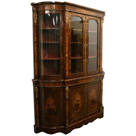 Antique Mid Victorian Marquetry Display Cabinet | ANTIQUES.CO.UK