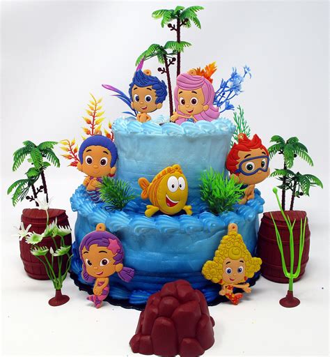 Bubble Guppies Birthday Cake Topper Set Featuring Gil and Friends with Underwater Decorative ...