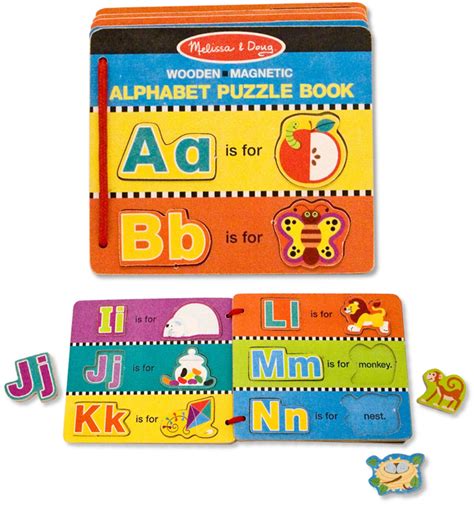 Melissa & Doug WOODEN MAGNETIC ENGLISH ALPHABET PUZZLE BOOK Baby/Toddler - New | eBay