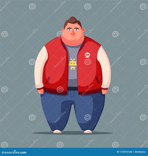 Sad Fat Man. Obese Character. Fatboy. Cartoon Vector Illustration Stock ...