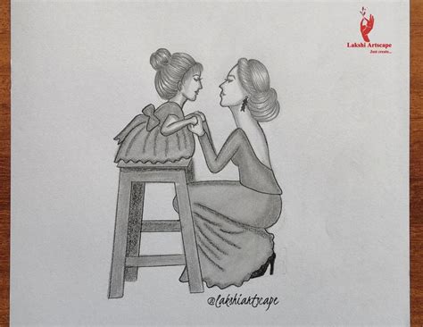 Mom and daughter pencil Sketch | Mothers day drawings, Sisters drawing ...