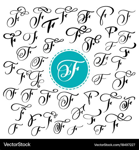 Set of hand drawn calligraphy letter f Royalty Free Vector