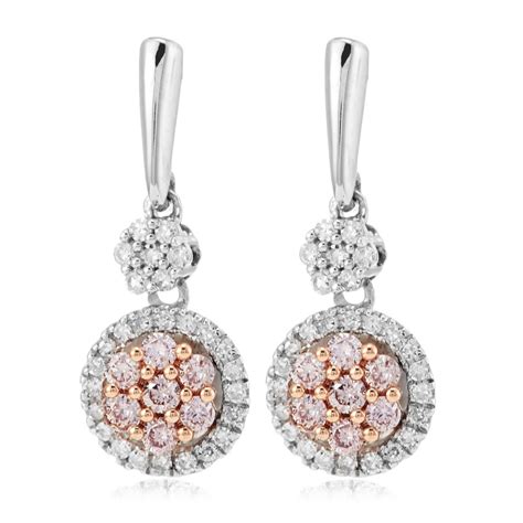 0.30ct Natural Pink Diamond Drop Earrings 9ct Gold - QVC UK