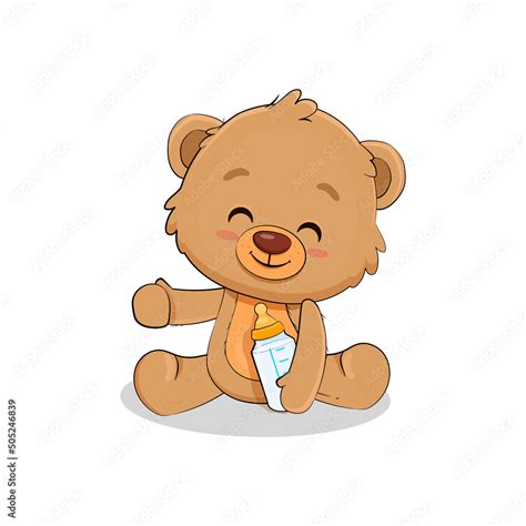 Cute cartoon teddy bear baby on white background.Bear cub with baby ...