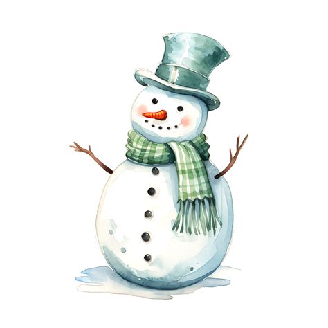 AI generated Watercolor Christmas Snowman. Clipart. AI generated ...