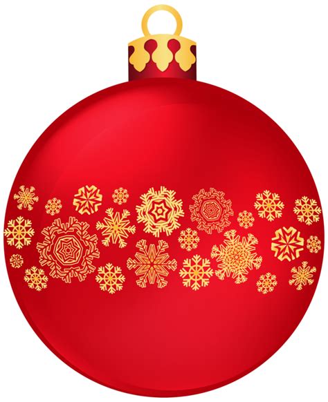 Red Christmas Ball With Snowflakes PNG Clipar