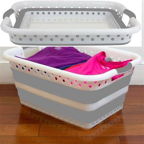 Collapsible Folding Laundry Basket Space Saver Cloth Washing Basket