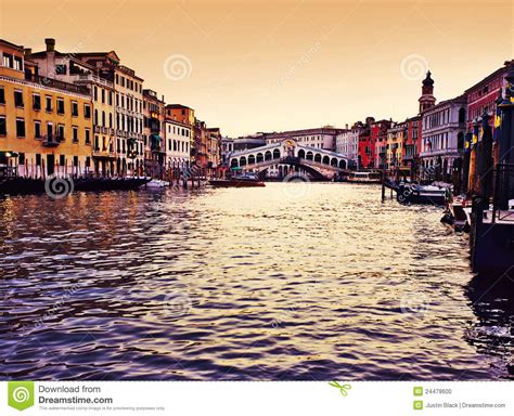 Rialto Bridge and Grand Canal, Venice Stock Photo - Image of italy, evening: 24478600