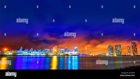 Miami downtown skyline sunset in Florida USA Stock Photo - Alamy