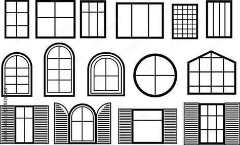 Simple window outline set Stock Vector | Adobe Stock