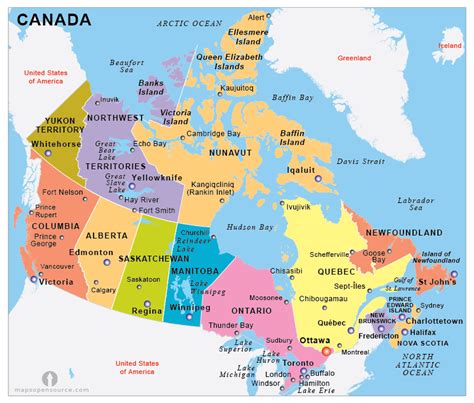 Free Canada Political Map | Political Map of Canada | Political Canada ...