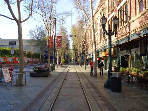 Downtown San Jose sidewalk in San Jose, California with trees and buildings image - Free stock ...