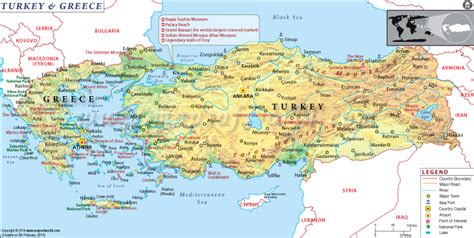 Map of Turkey and Greece