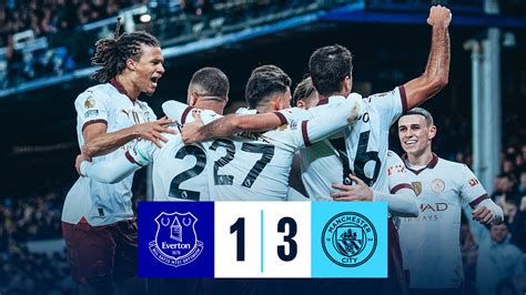 Everton 1-3 City: Brief highlights