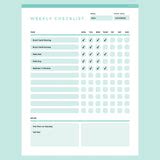 Weekly Checklist Template Editable | Instant Download Fillable PDF | A4 and US Letter – Plan ...
