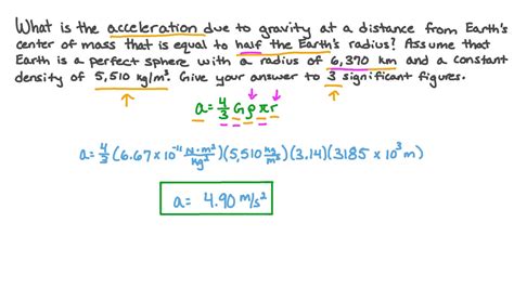 Question Video: Acceleration Due to Gravity at Half the Radius of Earth ...