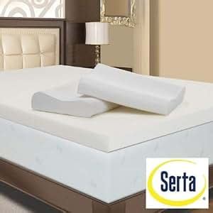 Amazon.com: Serta 4-inch Memory Foam Mattress Topper with Contour ...