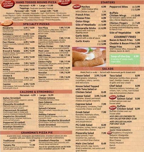 Menu at Pizzarella Grille pizzeria, Bryn Mawr