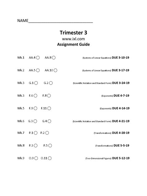 Trimester 3 Checklist | PDF