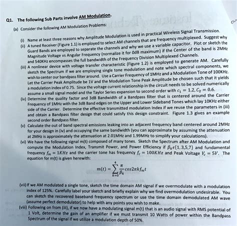 SOLVED: The following subparts involve AM modulation: (a) Consider the following AM modulation ...