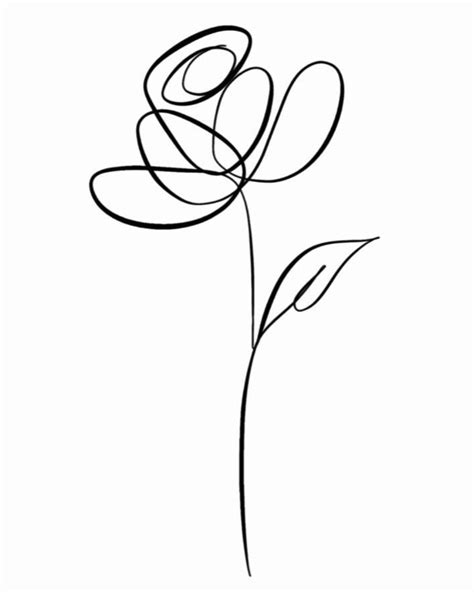 Botanical Line Art, Botanical Line Drawing, Line Art print, Minimalist Wall Art, Giclee Rose ...