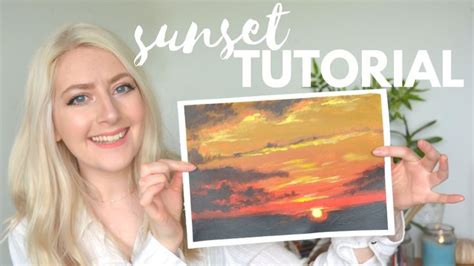 PAINTING TUTORIAL Acrylic Sunset & Blending Techniques | Katie Jobling Art | Katie jobling ...