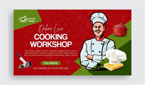 Premium Vector | Cooking class chef training center banner and restaurant food website banner ...