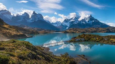 Torres Del Paine, Patagonia, Chile, Mountain, Lake, Shrubs, Road, Snowy Peak, Clouds, Hotels ...