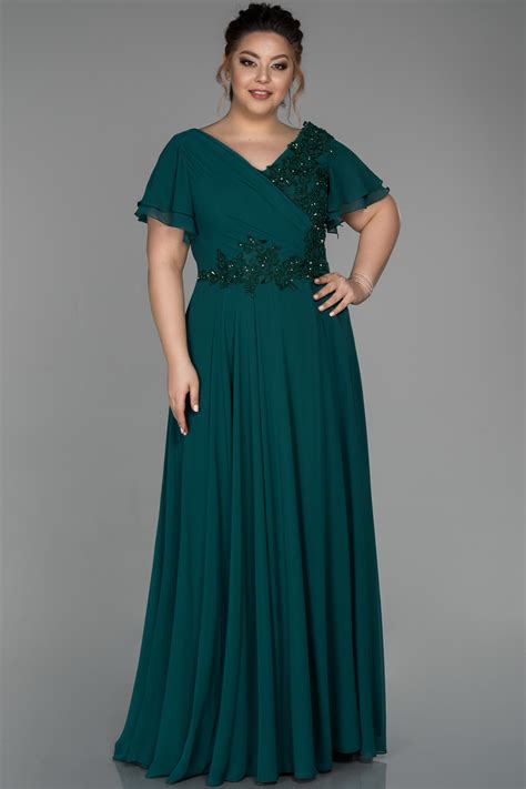 Long Emerald Green Plus Size Evening Dress ABU1562 | Abiyefon.com