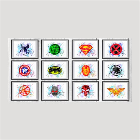 Marvel DC Superheroes Logos Set Art Print Digital Files deco - Inspire ...