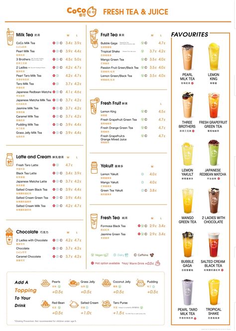 CoCo Fresh Tea & Juice Menu Canada Prices 2023