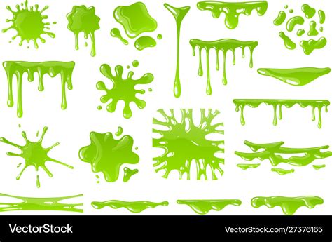 Green cartoon slime goo blob splashes sticky Vector Image