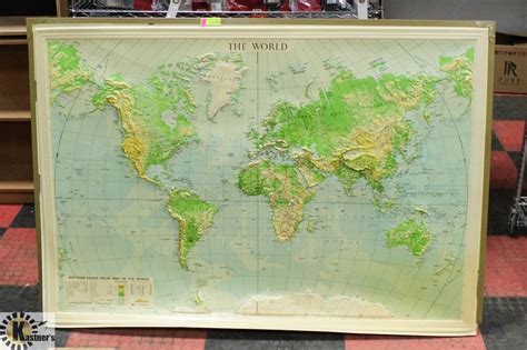 LARGE WORLD MAP WALL HANGING - AS IS - Kastner Auctions