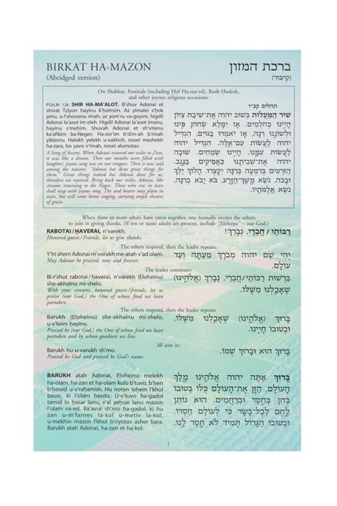 Birkat Hamazon Abbreviated Card | The Rabbinical Assembly