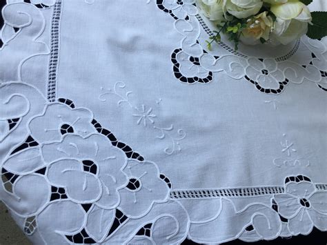 Embroidered Vintage Whitework Tablecloth - Etsy