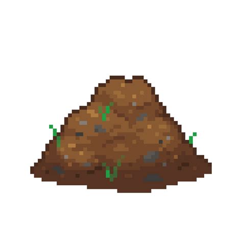 An 8-bit retro styled pixel art illustration of a dirt mound. 19527043 PNG